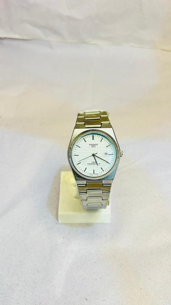 Classic Silver Stainless Steel Watch - White Waffle Dial