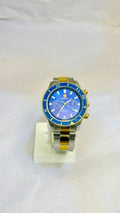Two-Tone Chronograph Sport Watch - Blue Dial & Bezel