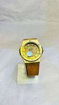 Premium Gold Skeleton Automatic Style Watch - Tan Band